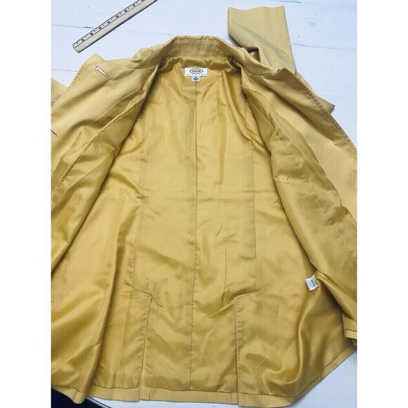 Talbots Womens Yellow Peacoat Coat Pockets Button Down Lined Cotton Sz 14 Petite - Picture 13 of 15